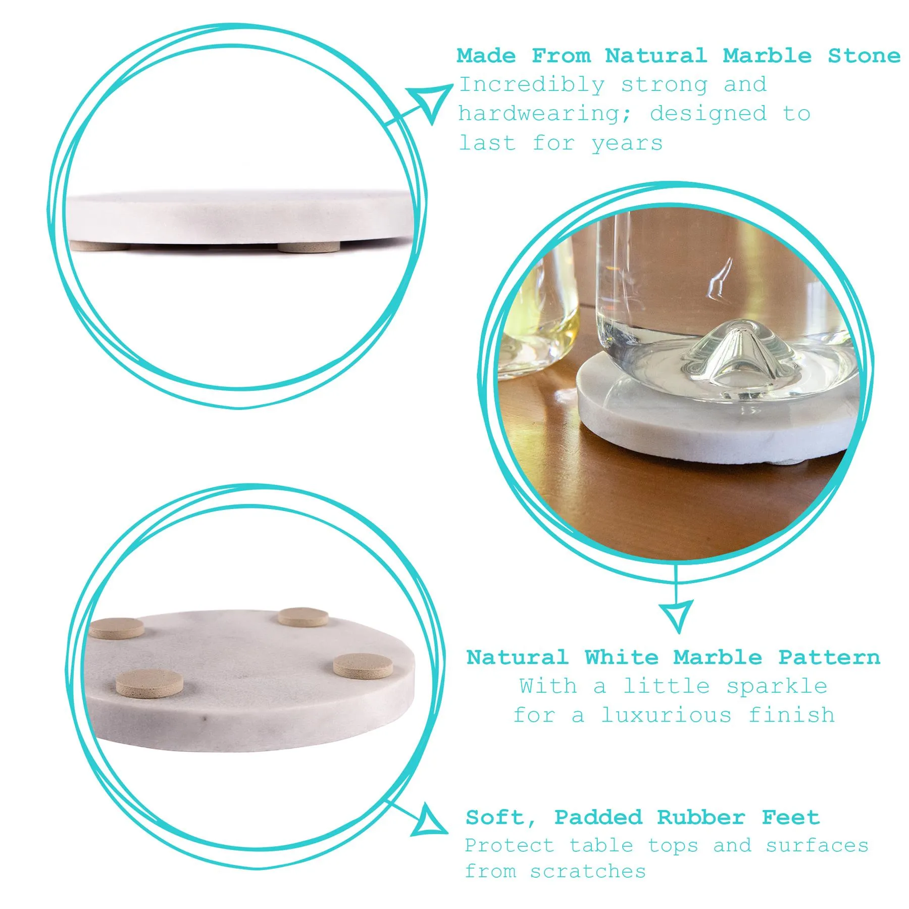 12pc Marble Placemats & Round Coasters Set - By Argon Tableware