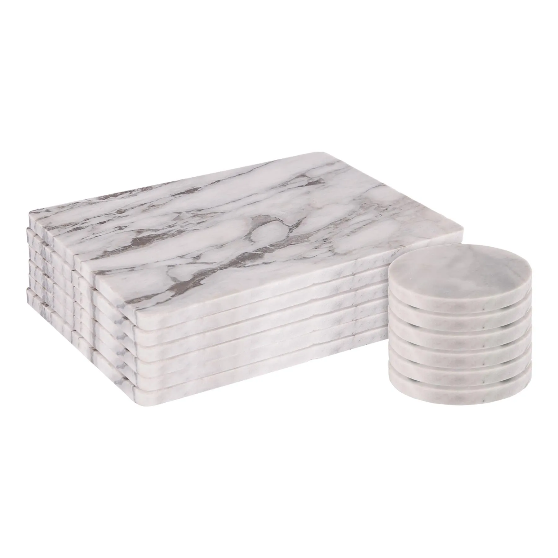 12pc Marble Placemats & Round Coasters Set - By Argon Tableware