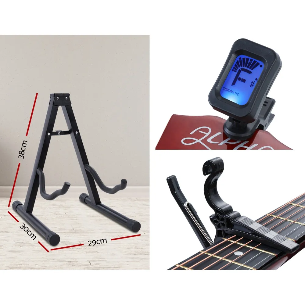 38" Wood Acoustic Guitar Set Steel Strings w/ Stand - Alpha