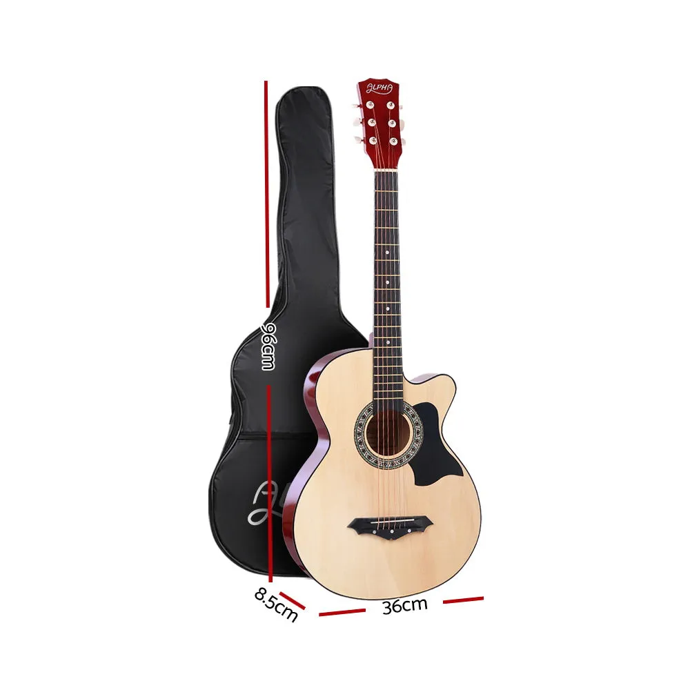 38" Wood Acoustic Guitar Set Steel Strings w/ Stand - Alpha