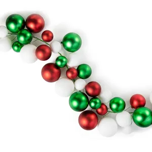 6' Effortless Ornament Garland: Matte Red, Emerald, White