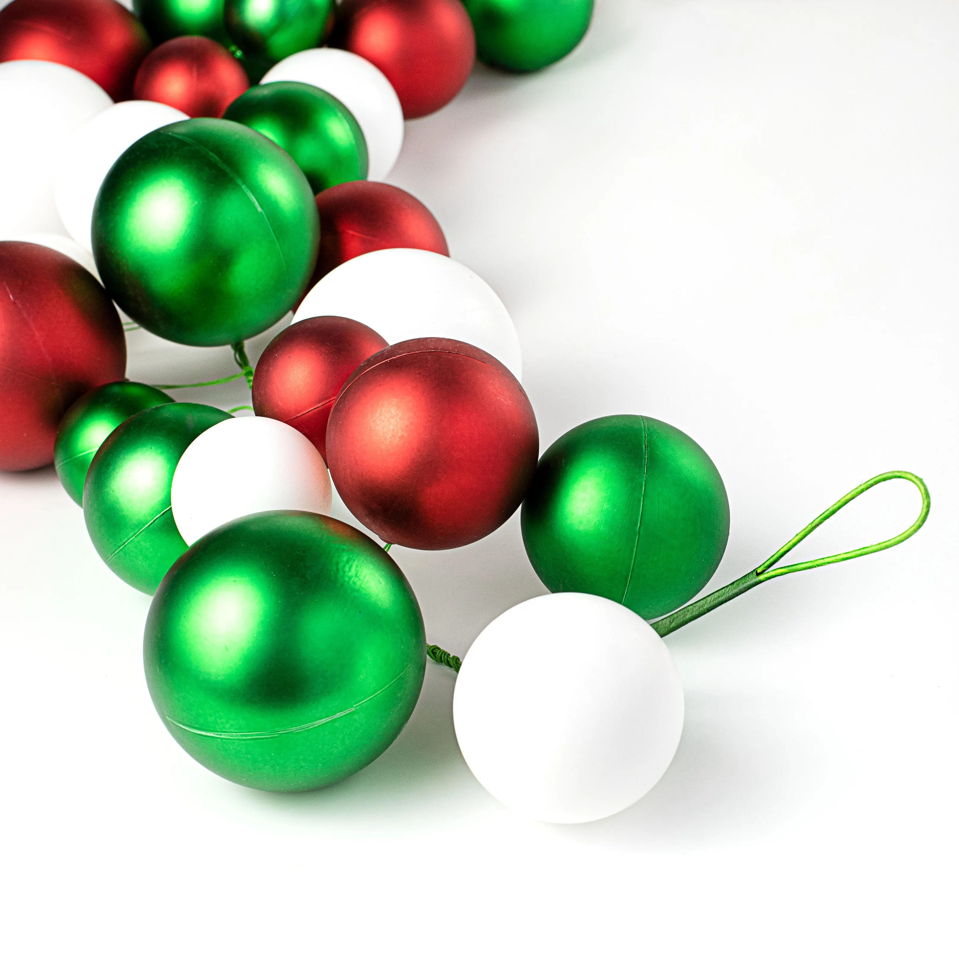 6' Effortless Ornament Garland: Matte Red, Emerald, White