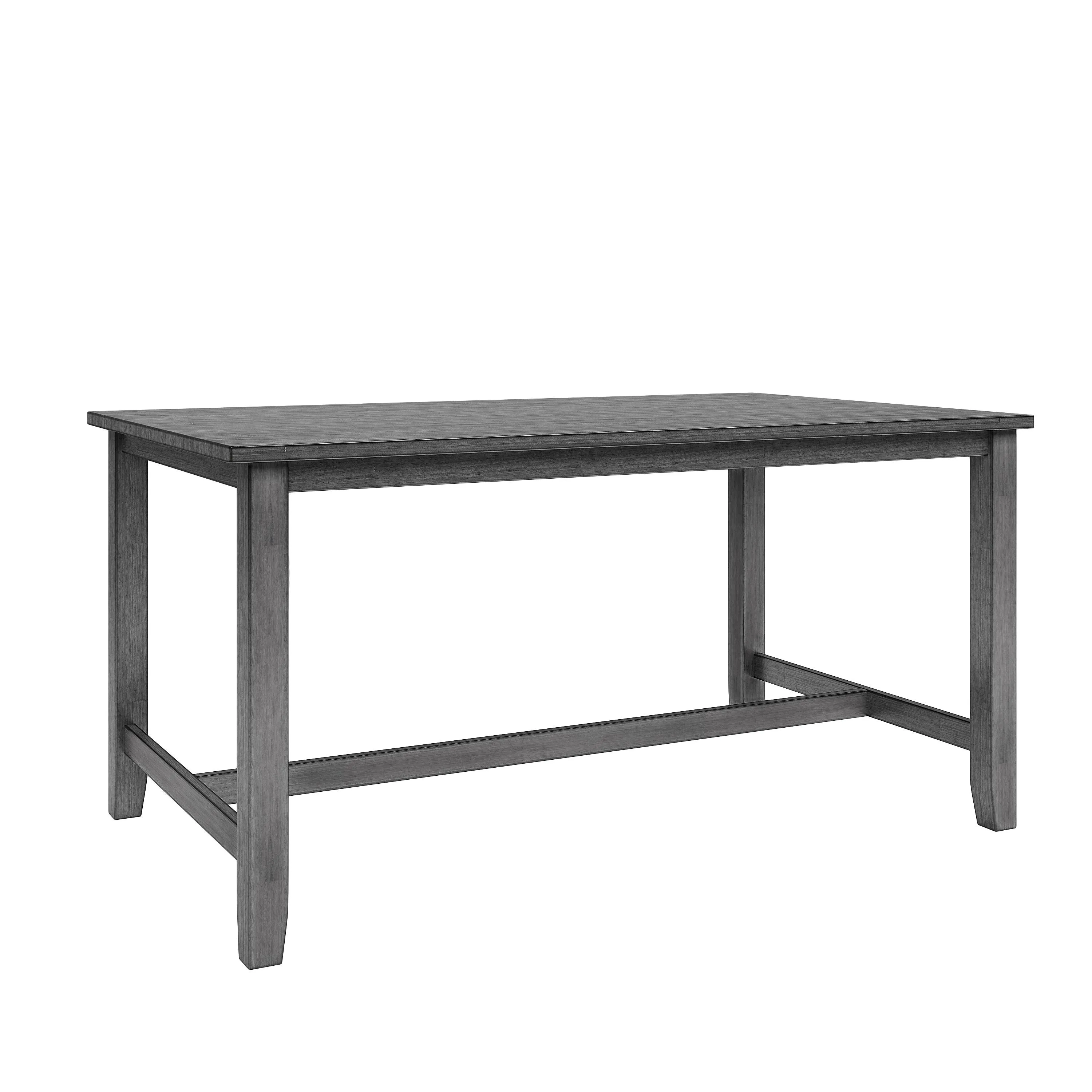 6-Piece Wooden Dining Set, Farmhouse Rustic Style, Gray, with 4 Chairs & Bench