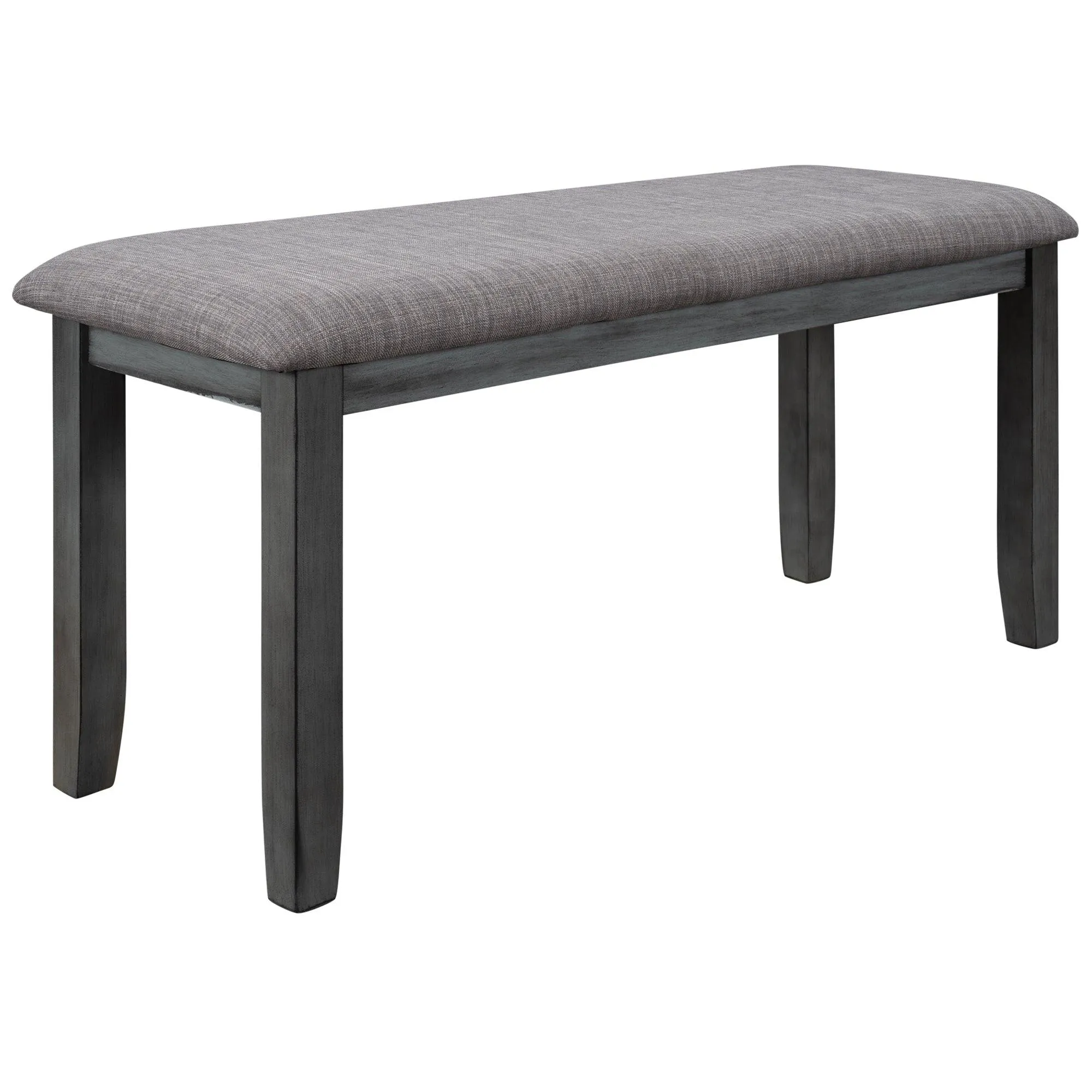 6-Piece Wooden Dining Set, Farmhouse Rustic Style, Gray, with 4 Chairs & Bench