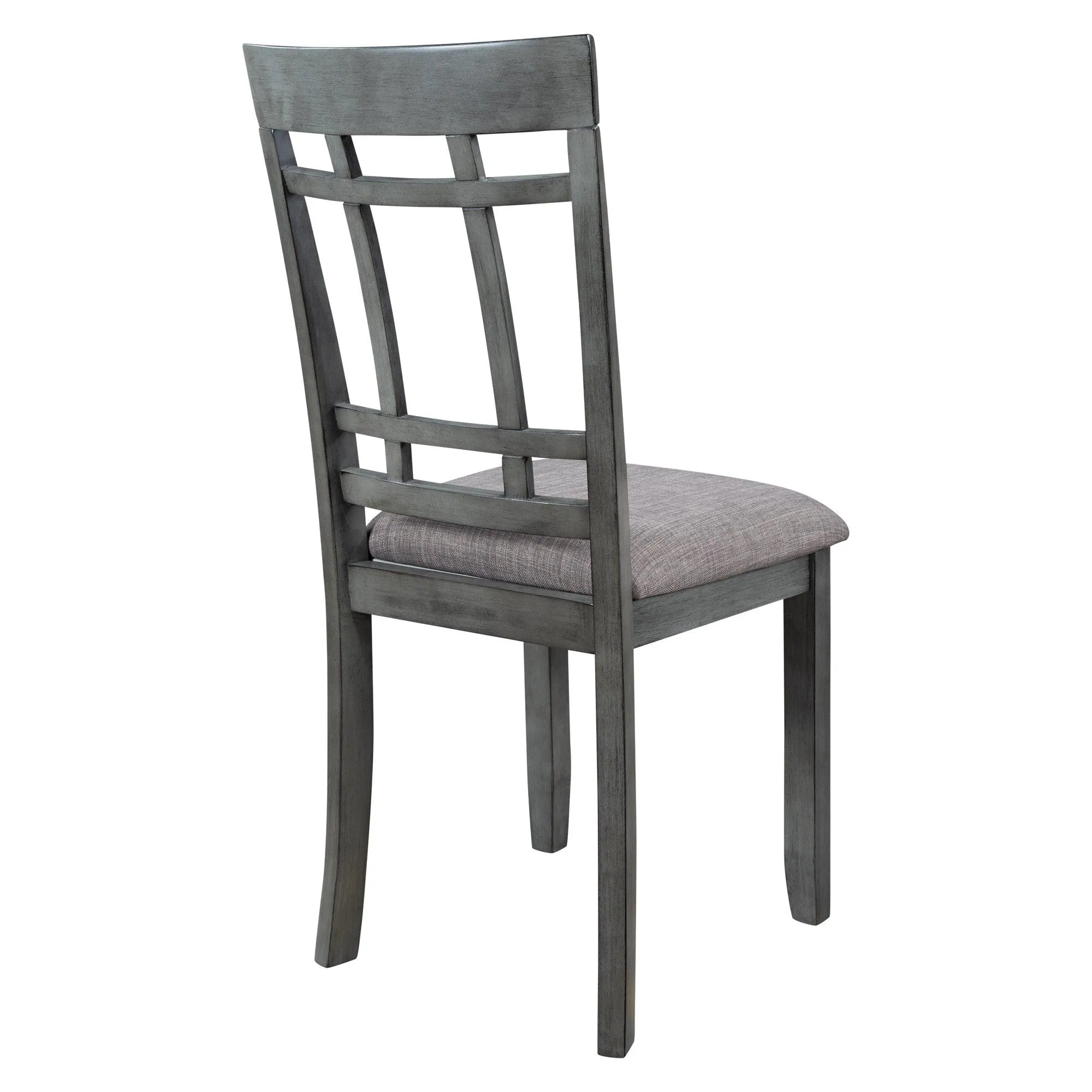 6-Piece Wooden Dining Set, Farmhouse Rustic Style, Gray, with 4 Chairs & Bench