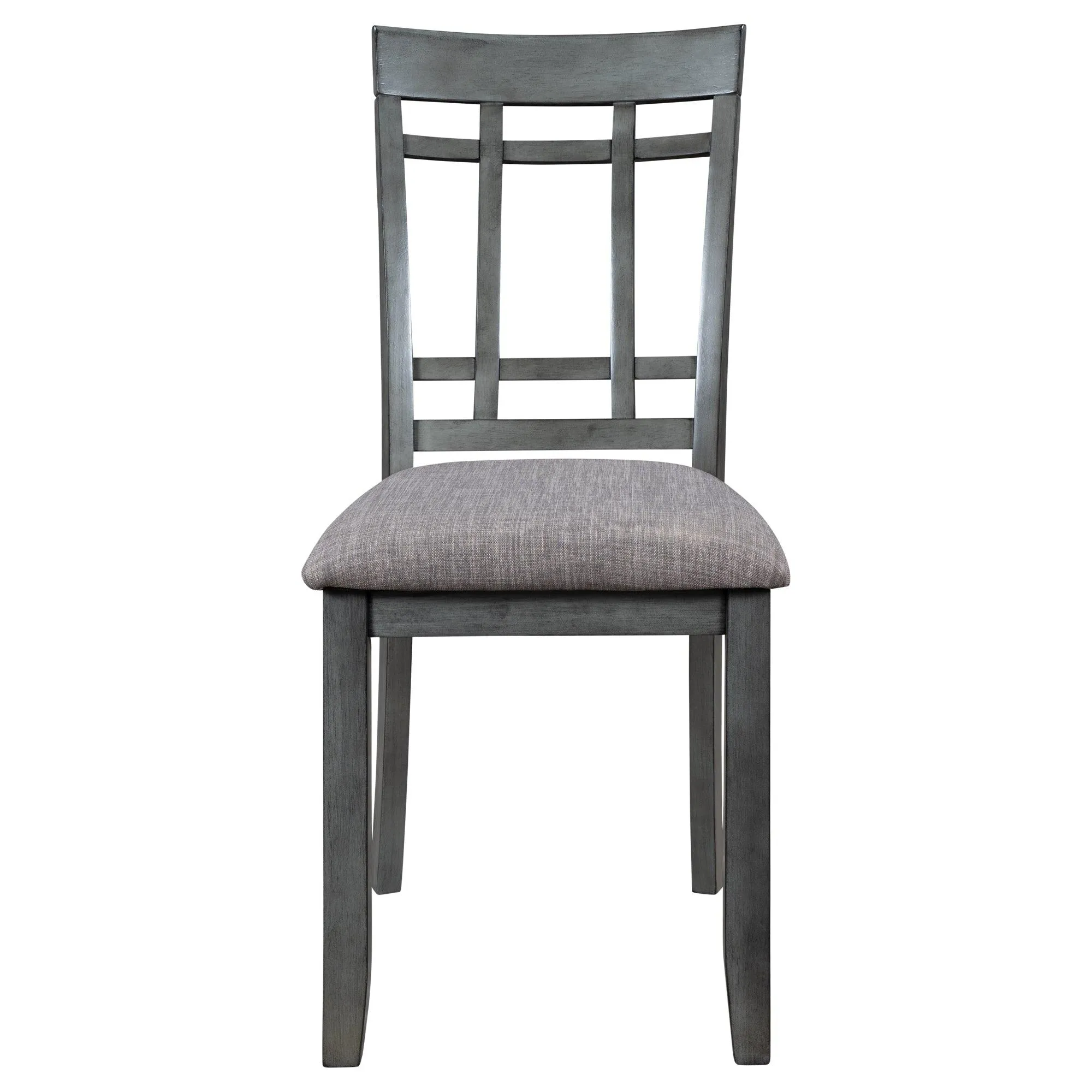6-Piece Wooden Dining Set, Farmhouse Rustic Style, Gray, with 4 Chairs & Bench