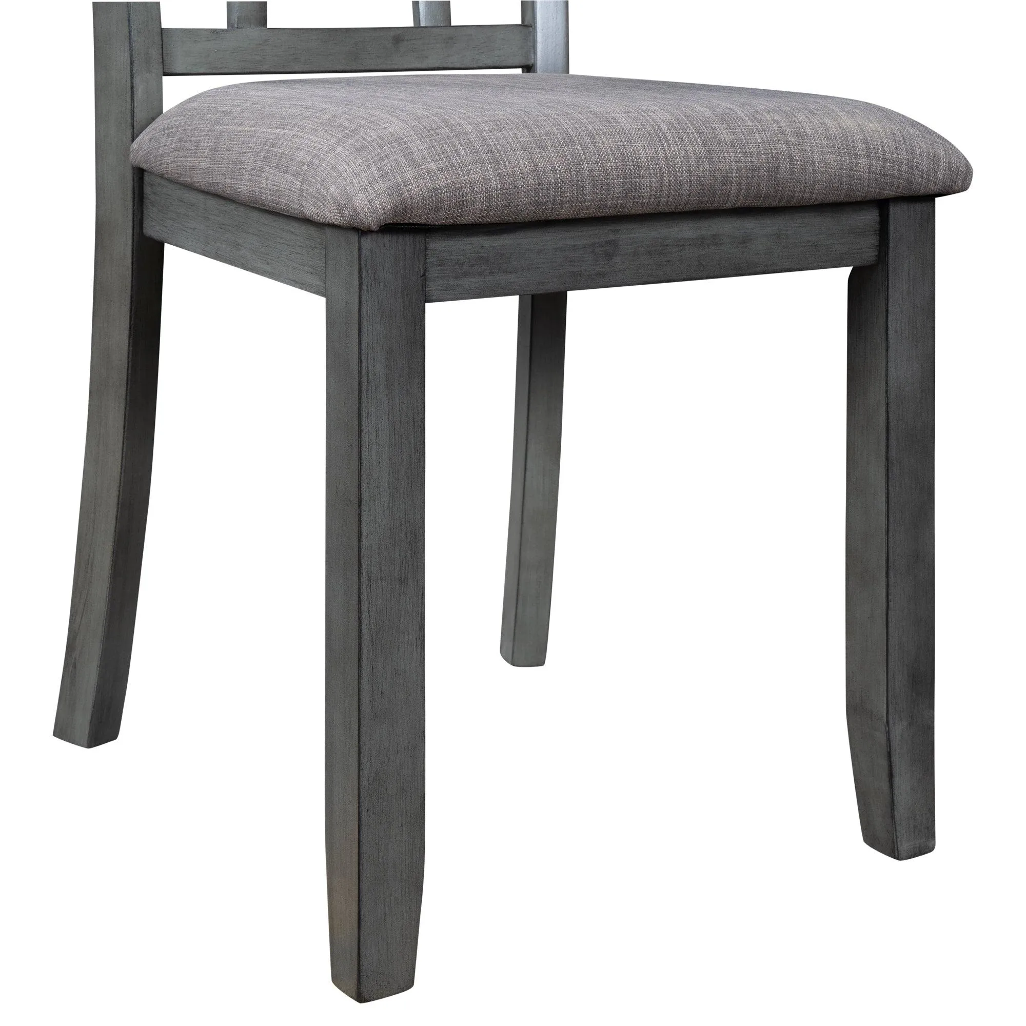 6-Piece Wooden Dining Set, Farmhouse Rustic Style, Gray, with 4 Chairs & Bench