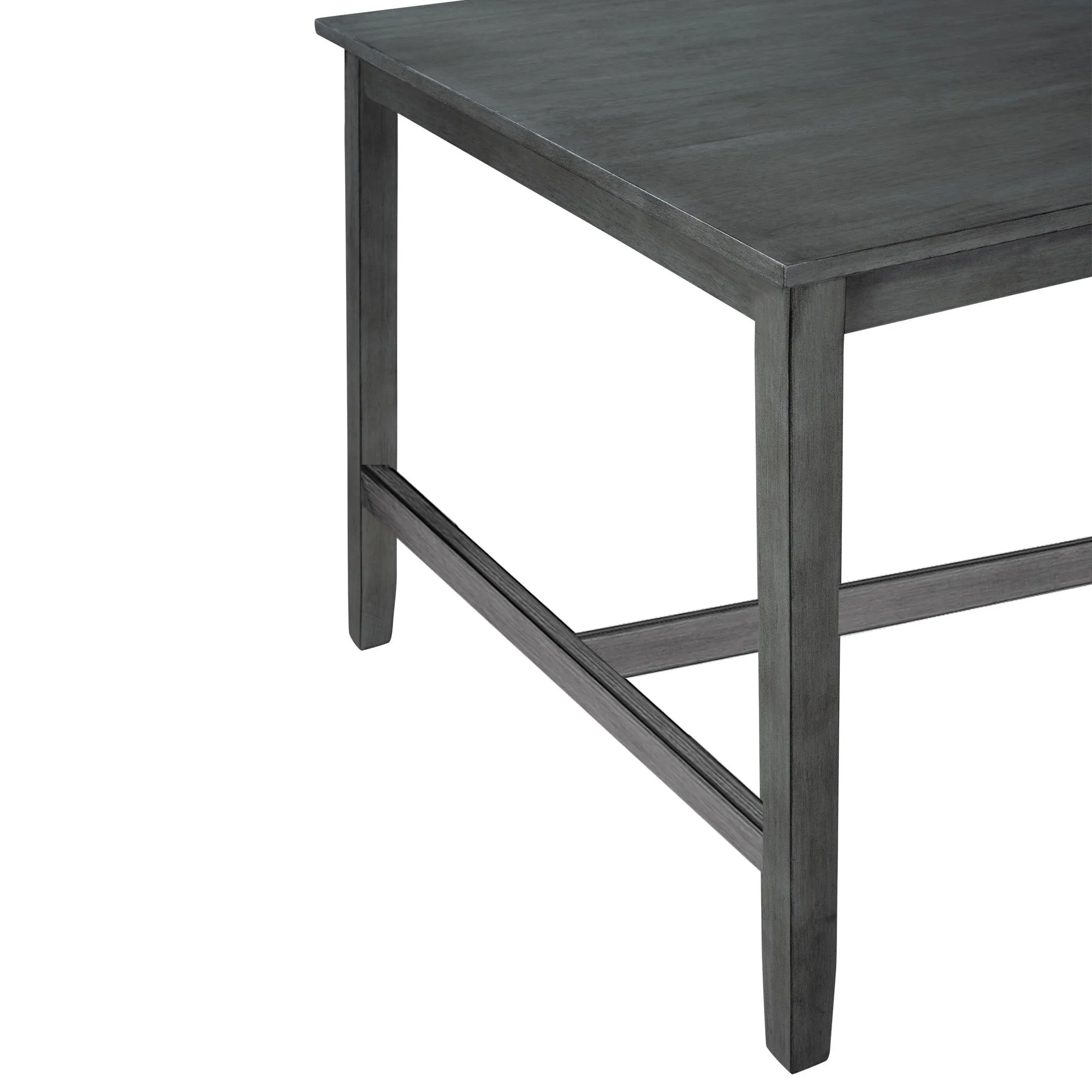 6-Piece Wooden Dining Set, Farmhouse Rustic Style, Gray, with 4 Chairs & Bench