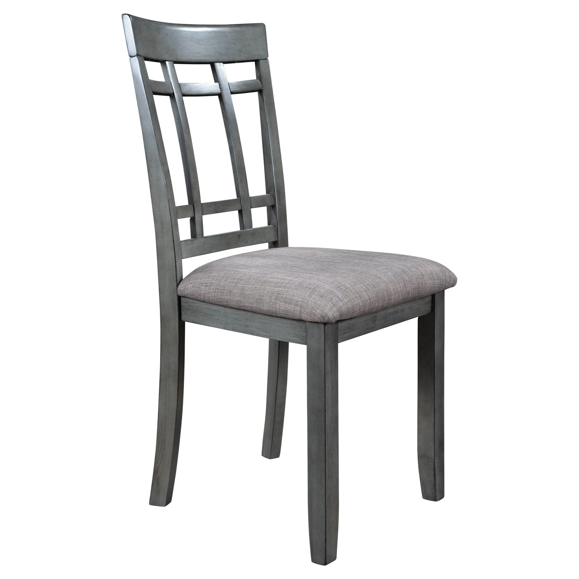 6-Piece Wooden Dining Set, Farmhouse Rustic Style, Gray, with 4 Chairs & Bench