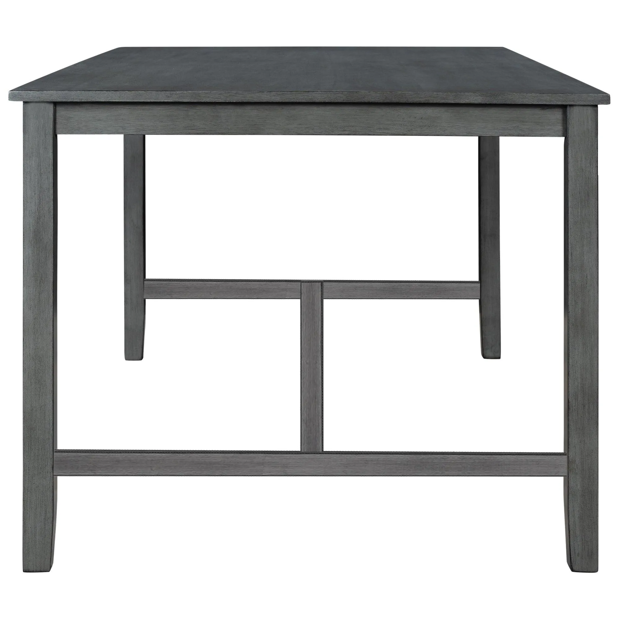 6-Piece Wooden Dining Set, Farmhouse Rustic Style, Gray, with 4 Chairs & Bench