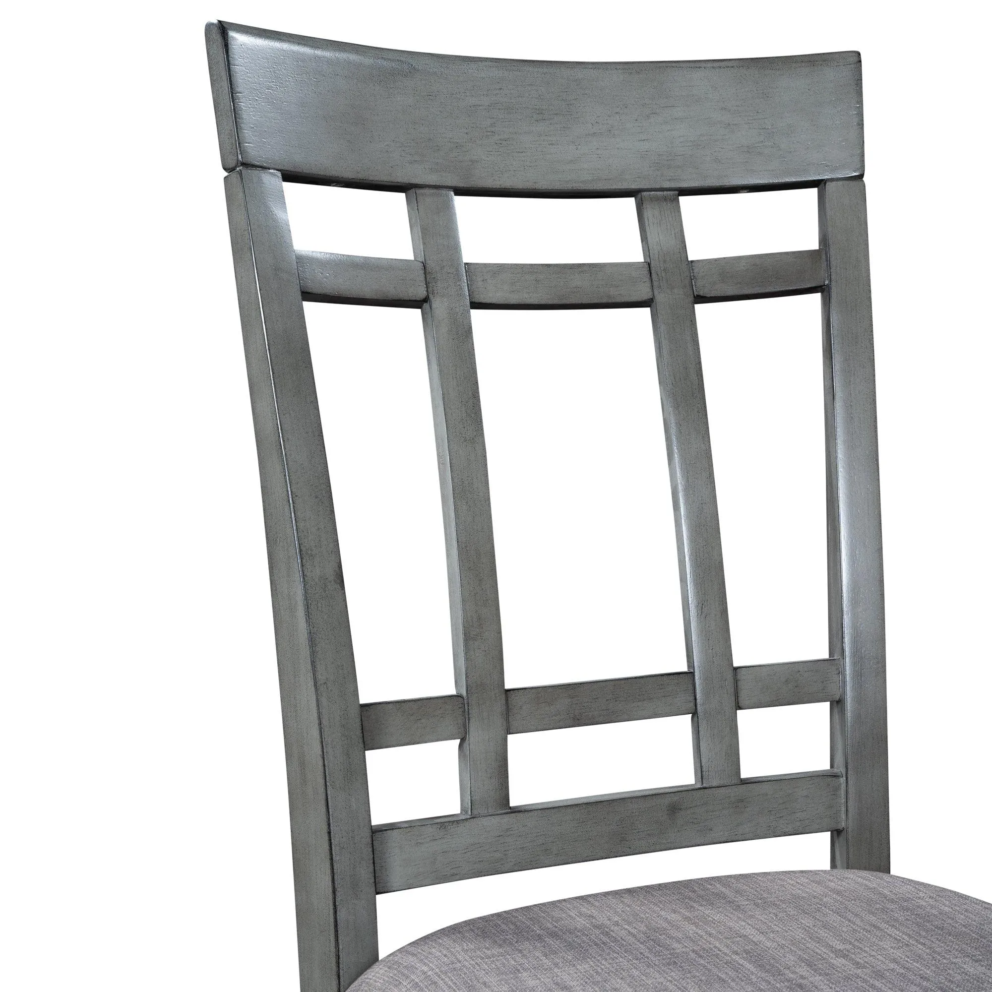 6-Piece Wooden Dining Set, Farmhouse Rustic Style, Gray, with 4 Chairs & Bench