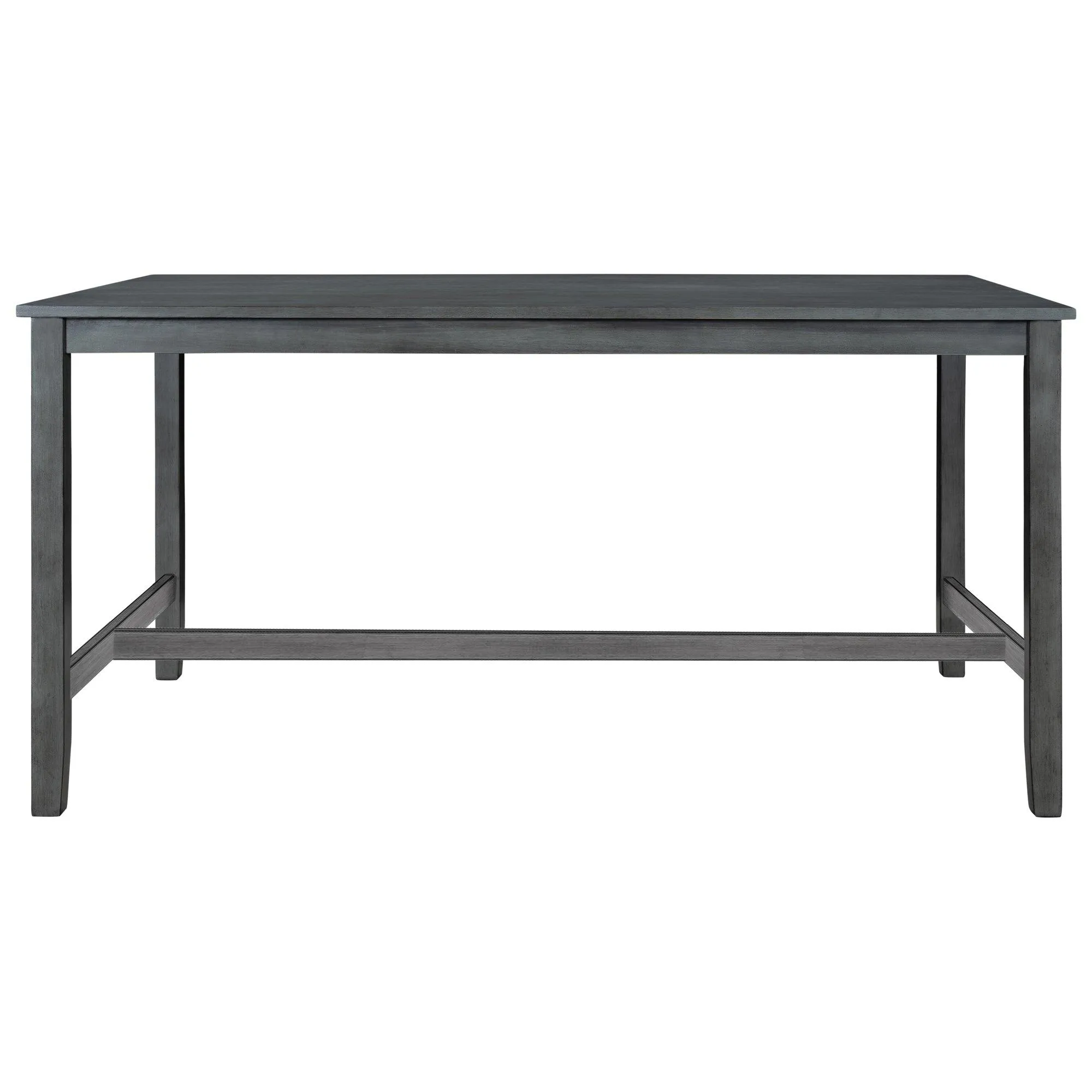6-Piece Wooden Dining Set, Farmhouse Rustic Style, Gray, with 4 Chairs & Bench