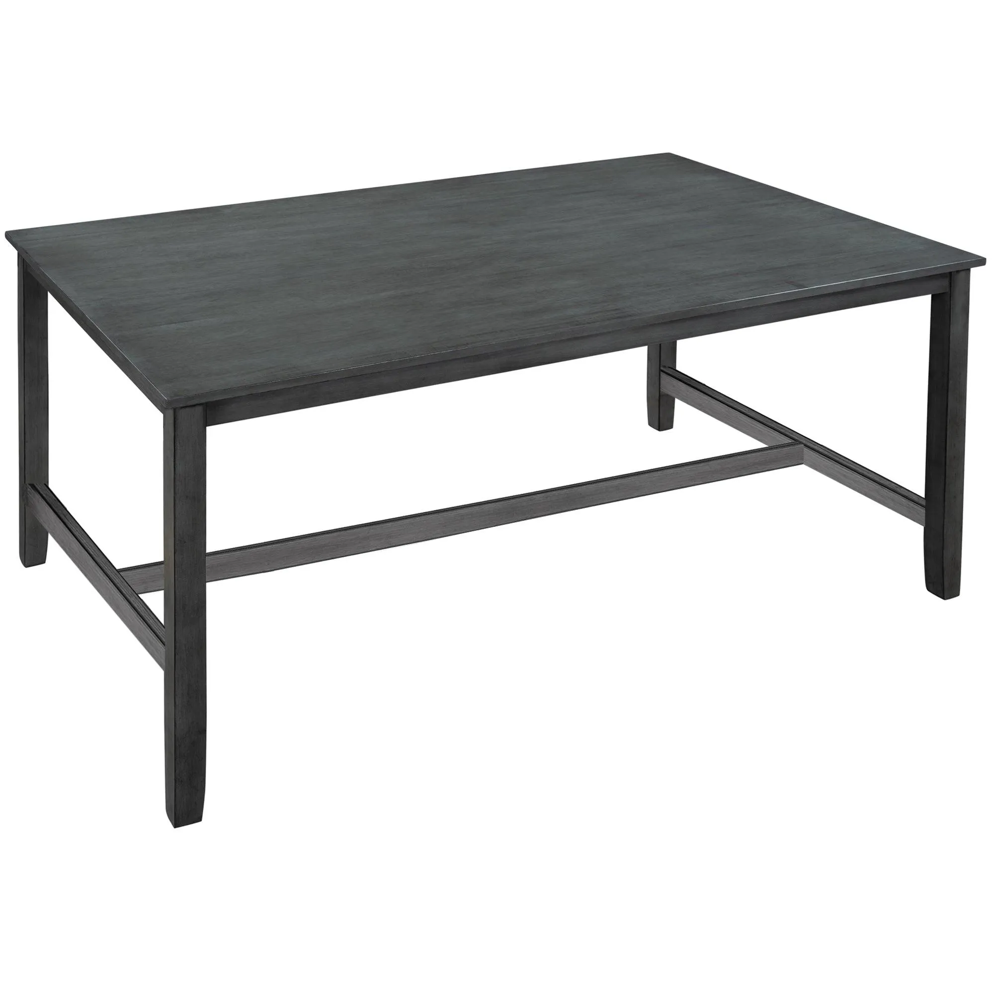 6-Piece Wooden Dining Set, Farmhouse Rustic Style, Gray, with 4 Chairs & Bench
