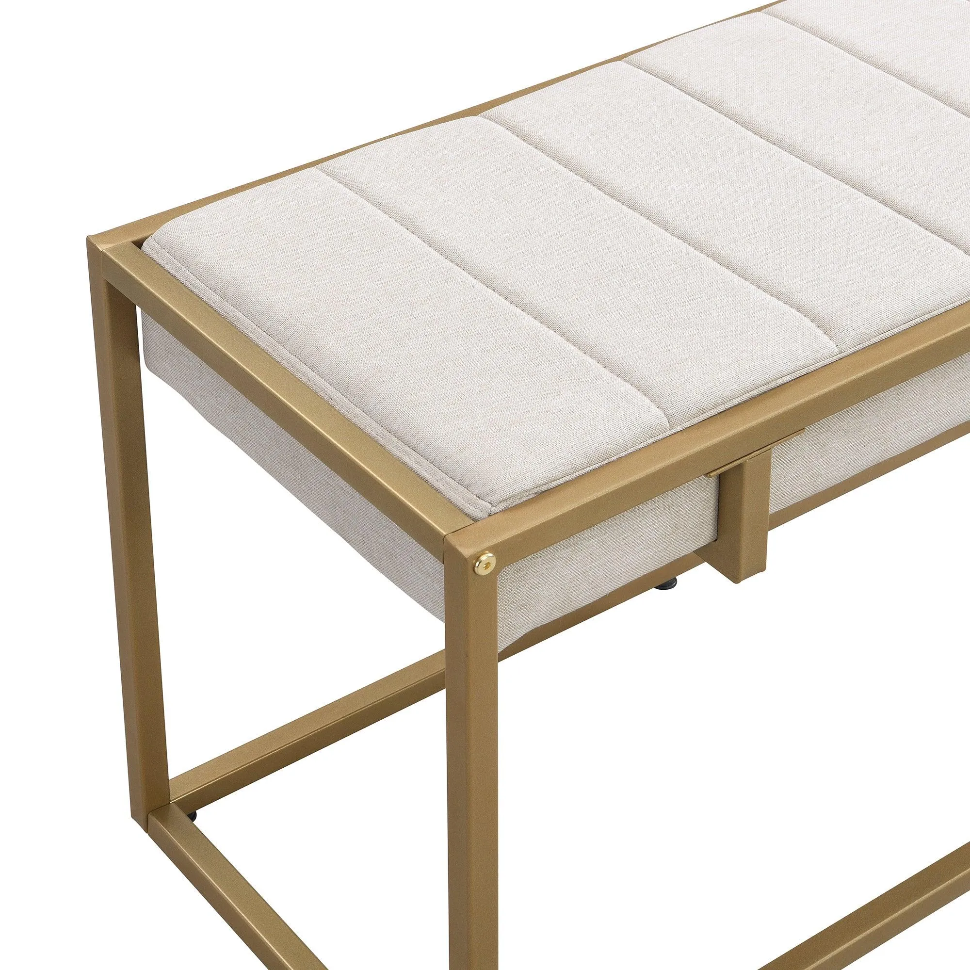 60" Modern Faux Marble 6-Piece Dining Set, Golden Metal Table with Chairs & Bench