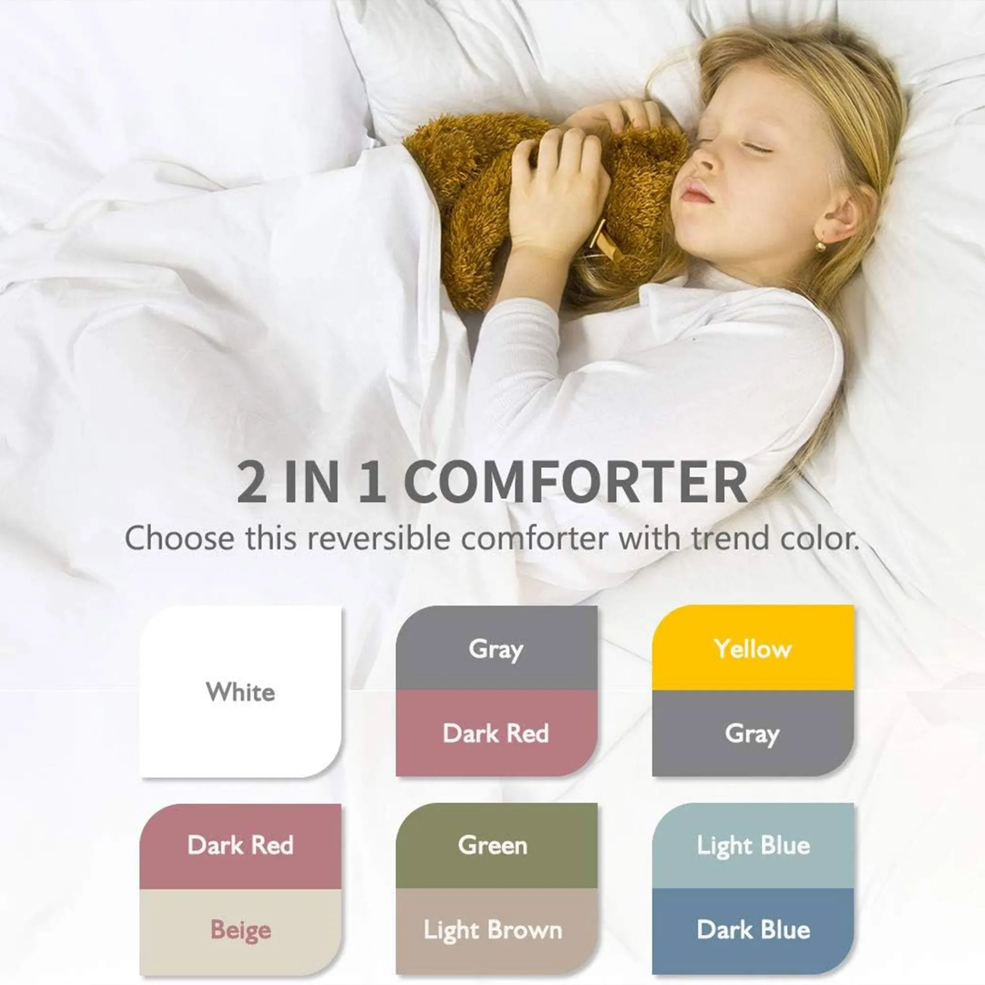 APSMILE Reversible King UltraSoft Fluffy Microfiber Bed Comforter, Rose Red/Grey