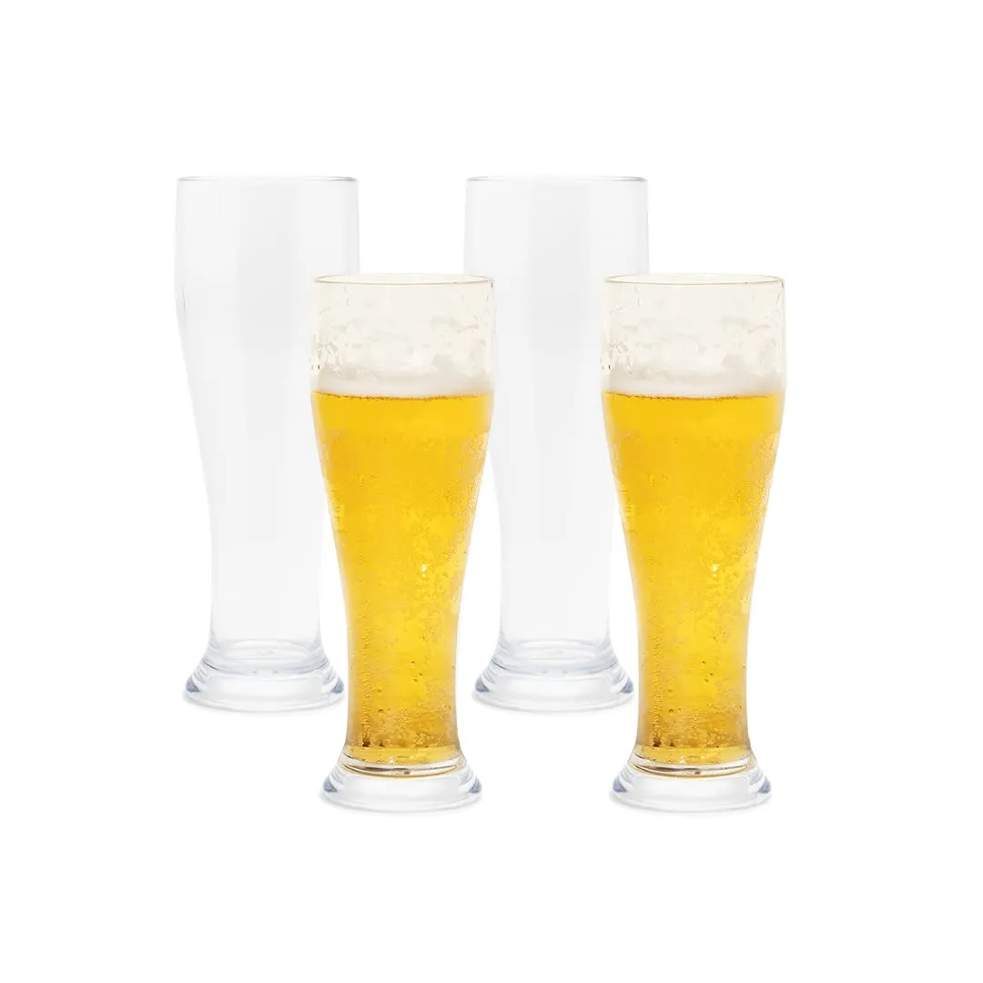 Bellaforte 16oz Shatterproof Plastic Beer Glasses 4 Set Clear Dishwasher Safe