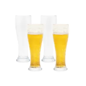Bellaforte 16oz Shatterproof Plastic Beer Glasses 4 Set Clear Dishwasher Safe