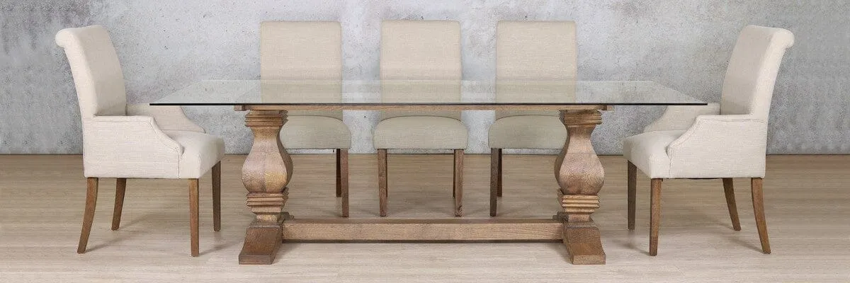 Belmont Glass Top & Baron 8 Seater Dining Set