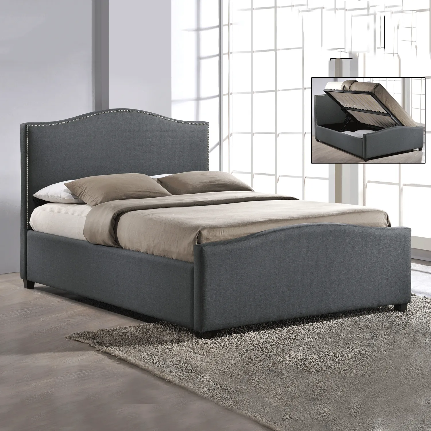 Brunswick Fabric Ottoman Bed With Side Lift