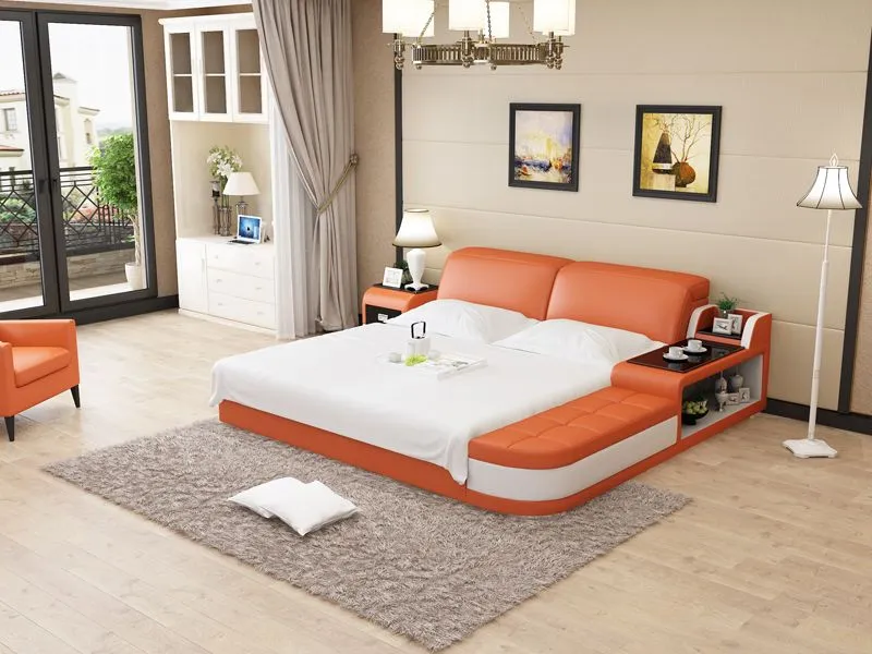 Casun Leather Bed With Storage