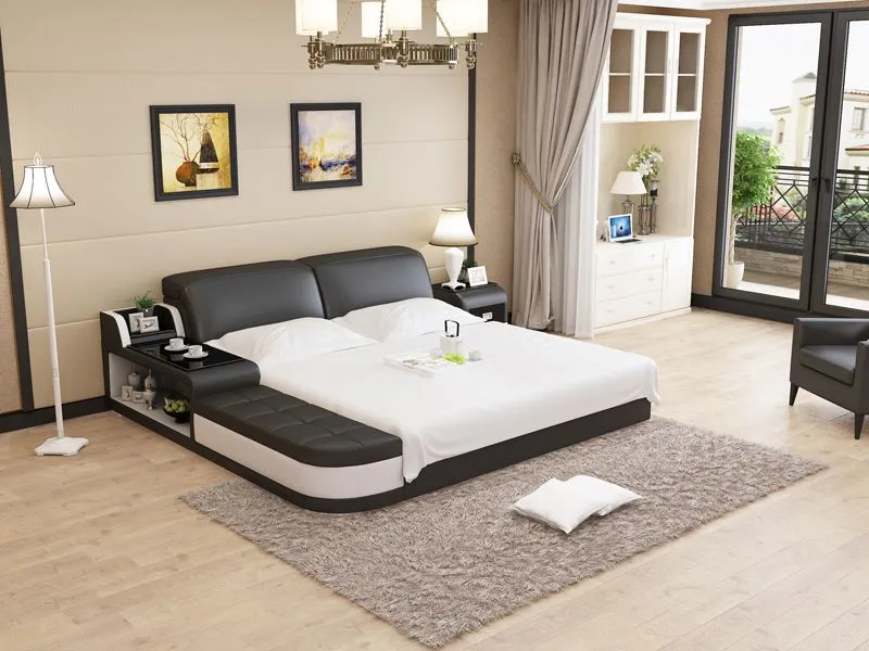Casun Leather Bed With Storage