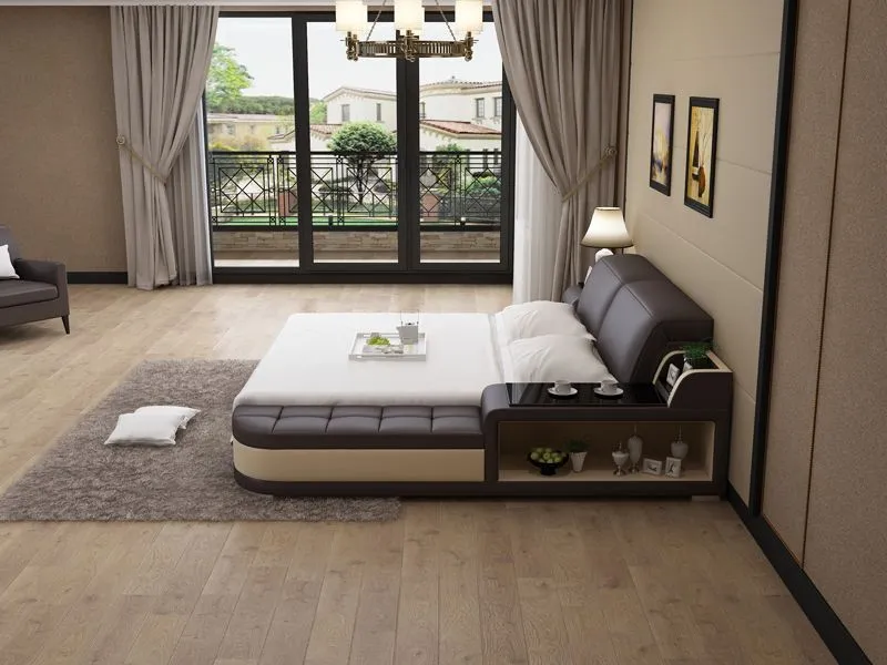 Casun Leather Bed With Storage