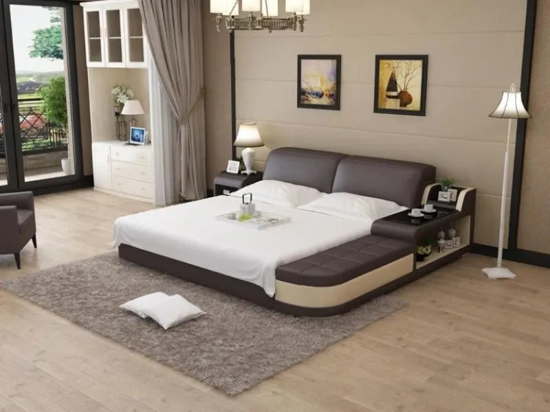 Casun Leather Bed With Storage