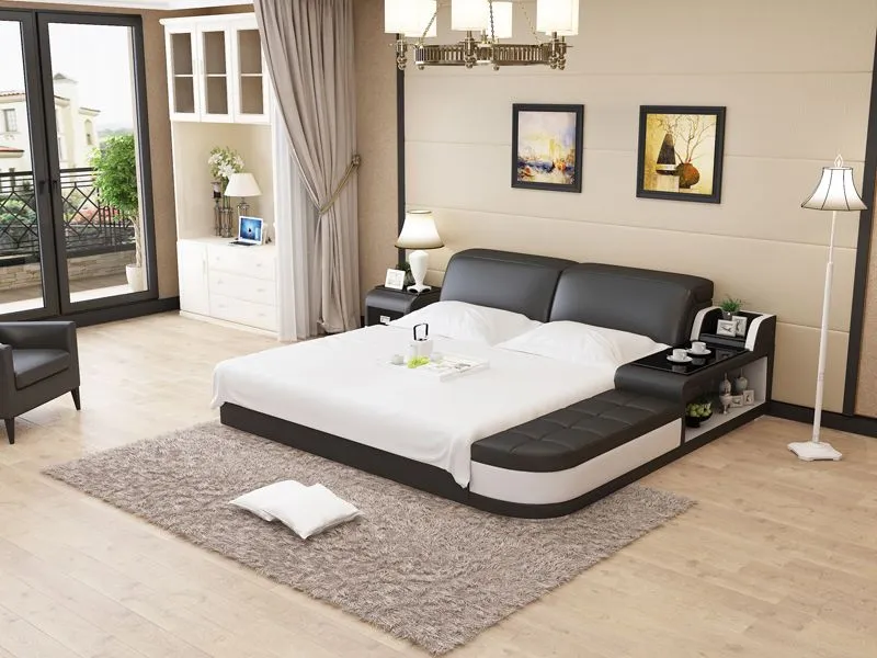 Casun Leather Bed With Storage