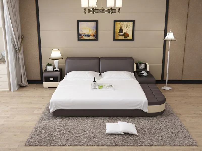 Casun Leather Bed With Storage