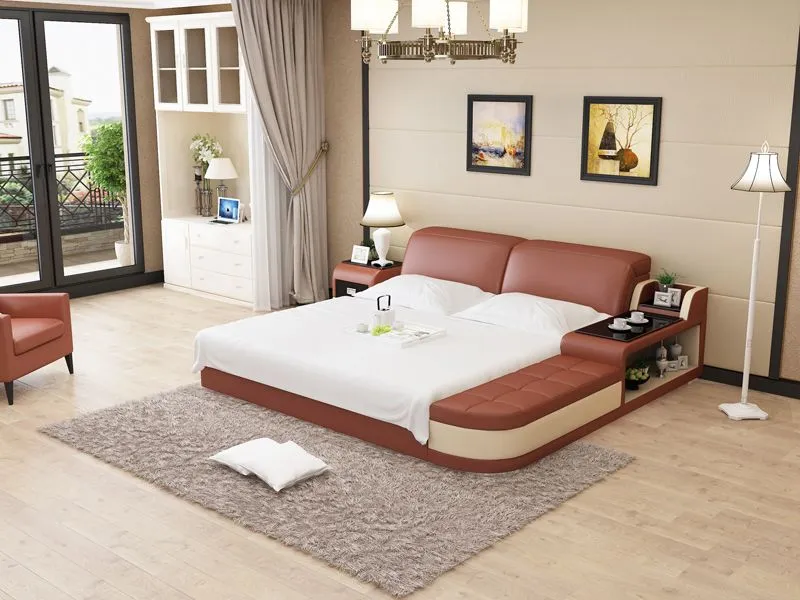 Casun Leather Bed With Storage