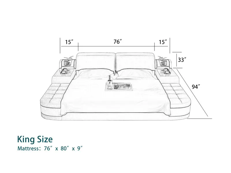 Casun Leather Bed With Storage