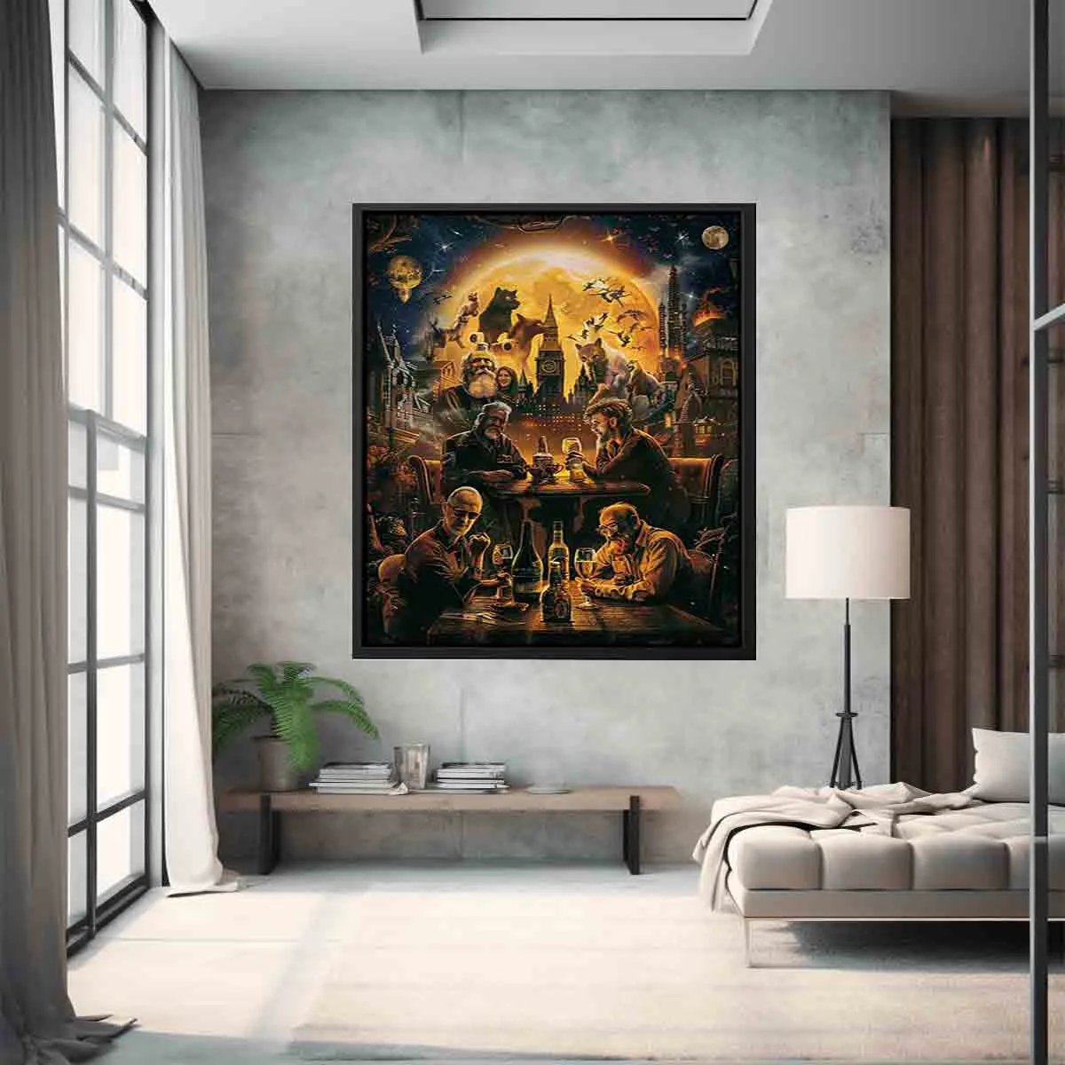 Cheers Around the World - High-Quality Art Print with Pine Wood Frame