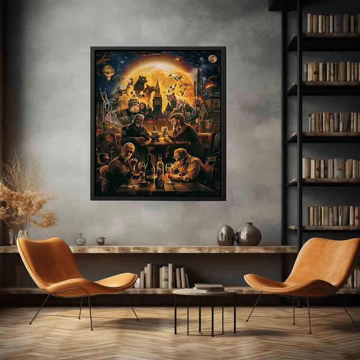 Cheers Around the World - High-Quality Art Print with Pine Wood Frame