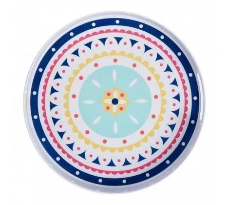 Colourful Bazaar Tray Crisp White Finish Durable Scratch Resistant Round 38cm