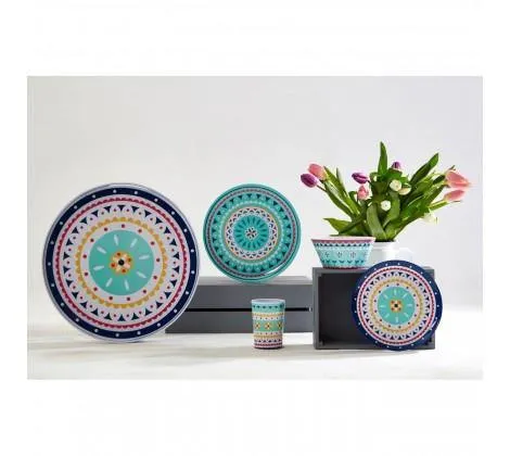 Colourful Bazaar Tray Crisp White Finish Durable Scratch Resistant Round 38cm