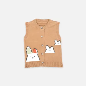 Cozy Bunny Knitted Sweater for Kids - Beige Delight