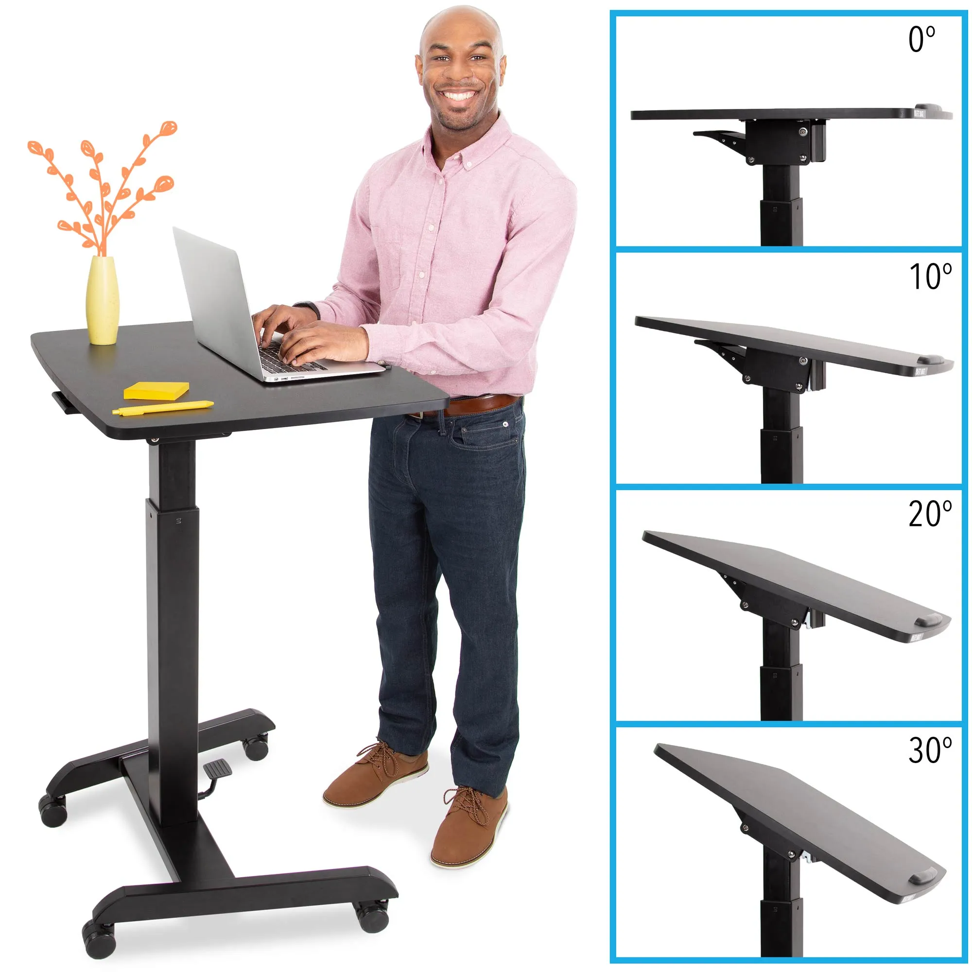 Cruizer 360 Mobile Standing Desk with Tilting Desktop | Portable Podium