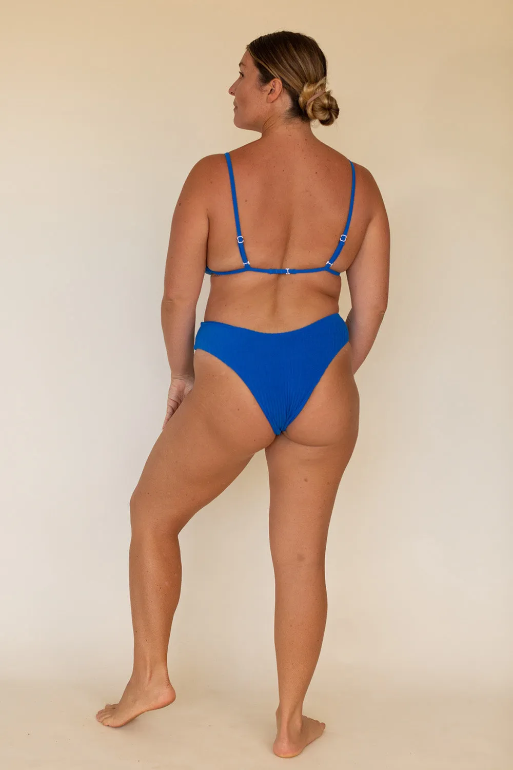 Effortless Swim Moon Top in Terry Ribbed Lapis