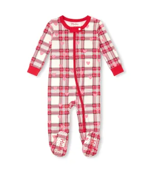 Hatley Cotton Footed Coverall - Plaid Hearts