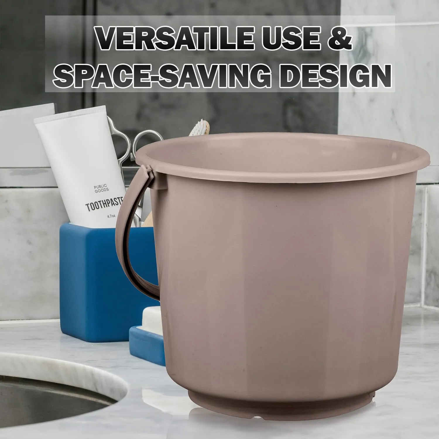 Heart Home Bucket | Plastic Bucket for Mopping | Bucket for Cleaning | Storage Container Bucket | Water Storage Bucket | Bathroom Bucket | Plain Bucket | 5 LTR | Brown