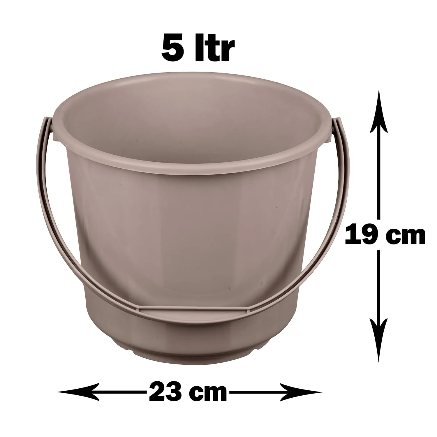 Heart Home Bucket | Plastic Bucket for Mopping | Bucket for Cleaning | Storage Container Bucket | Water Storage Bucket | Bathroom Bucket | Plain Bucket | 5 LTR | Brown
