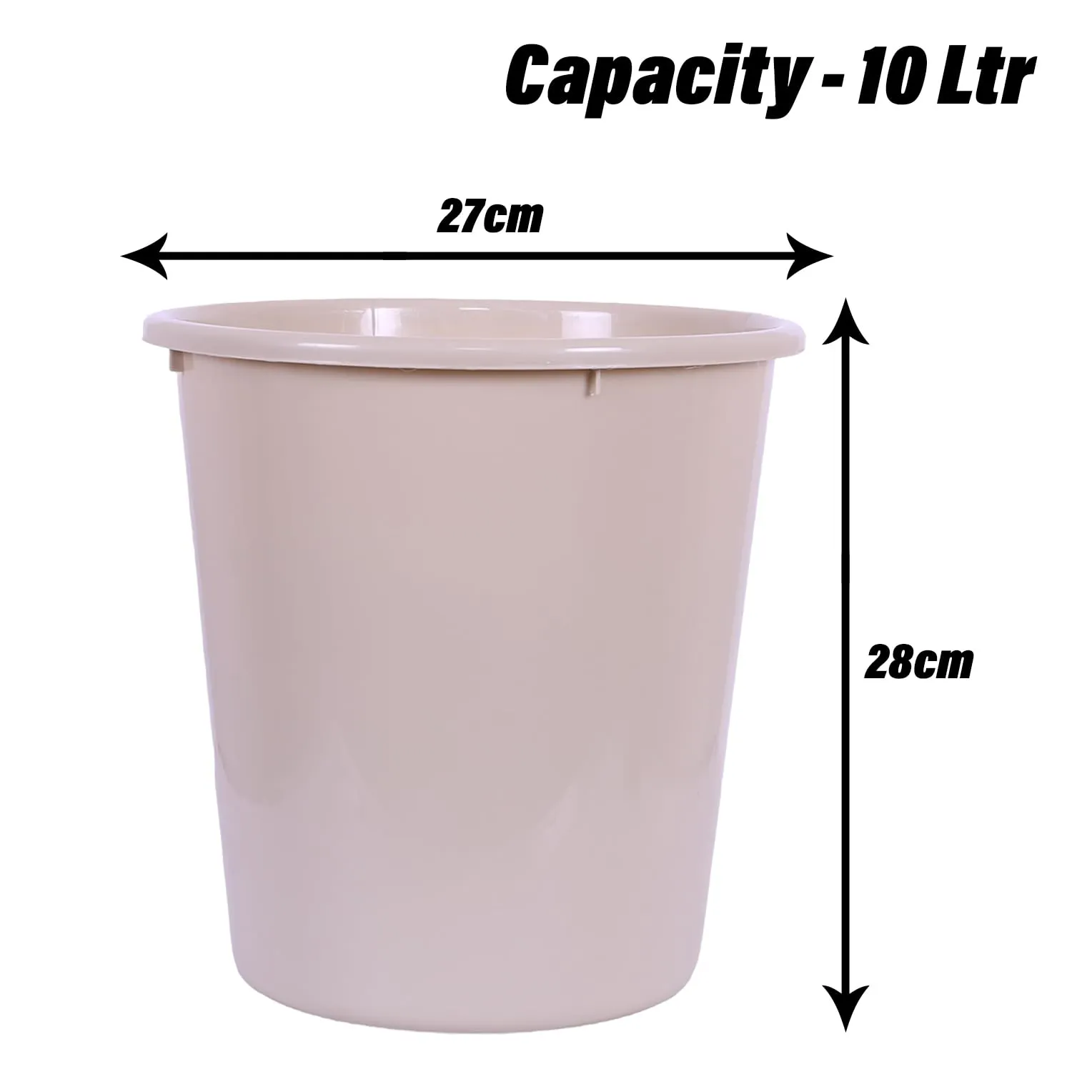Heart Home Dustbin | Open Dustbin | Plastic Garbage Dustbin | Dustbin For Kitchen | Dustbin For Bathroom | Office Dustbin | Plain Sada Dustbin | 10 LTR | Pack of 3 | Beige