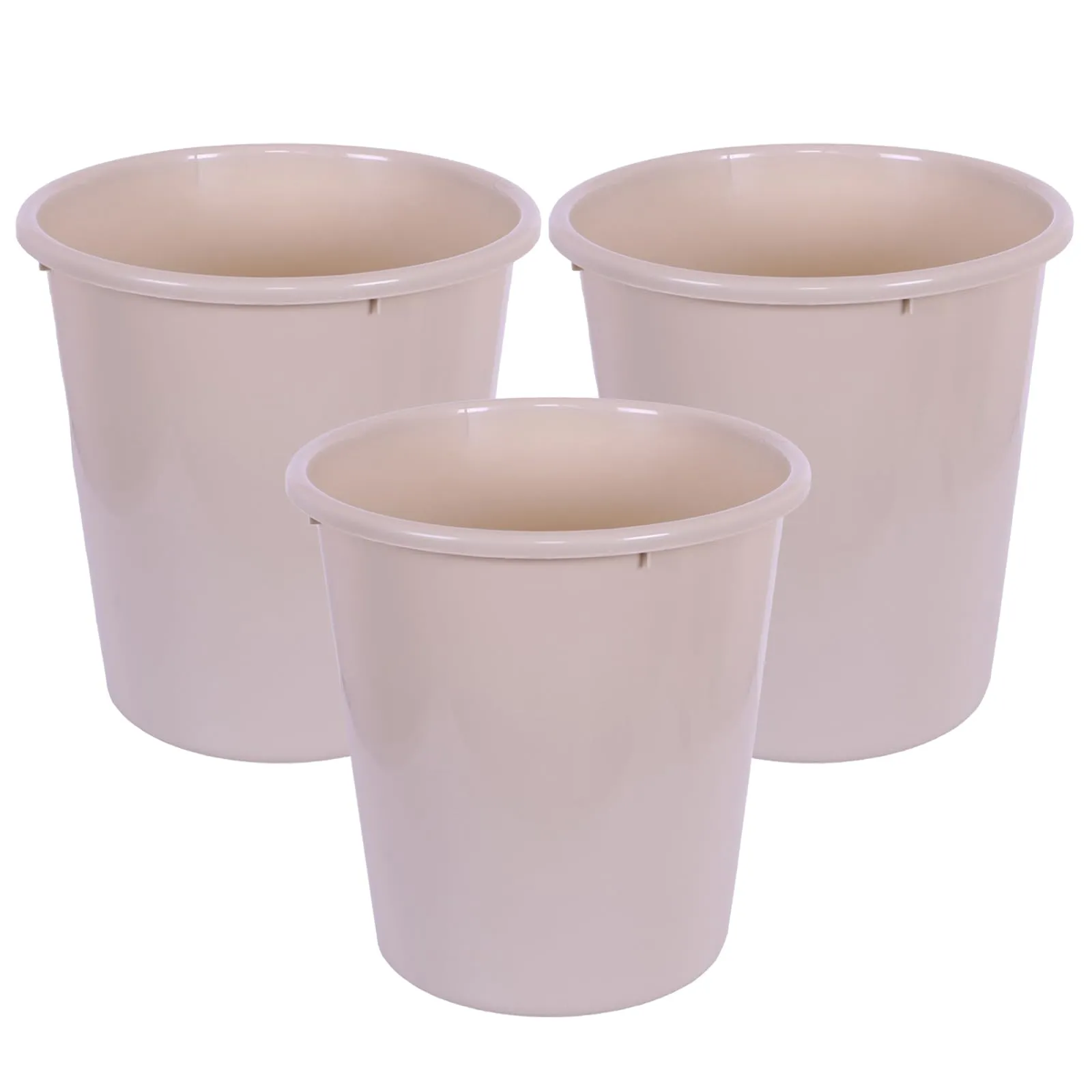 Heart Home Dustbin | Open Dustbin | Plastic Garbage Dustbin | Dustbin For Kitchen | Dustbin For Bathroom | Office Dustbin | Plain Sada Dustbin | 10 LTR | Pack of 3 | Beige