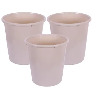 Heart Home Dustbin | Open Dustbin | Plastic Garbage Dustbin | Dustbin For Kitchen | Dustbin For Bathroom | Office Dustbin | Plain Sada Dustbin | 10 LTR | Pack of 3 | Beige