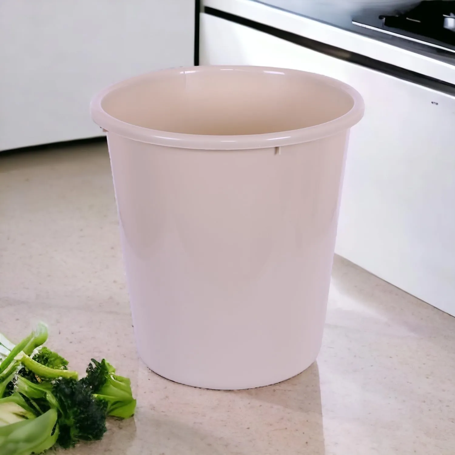 Heart Home Dustbin | Open Dustbin | Plastic Garbage Dustbin | Dustbin For Kitchen | Dustbin For Bathroom | Office Dustbin | Plain Sada Dustbin | 10 LTR | Pack of 3 | Beige