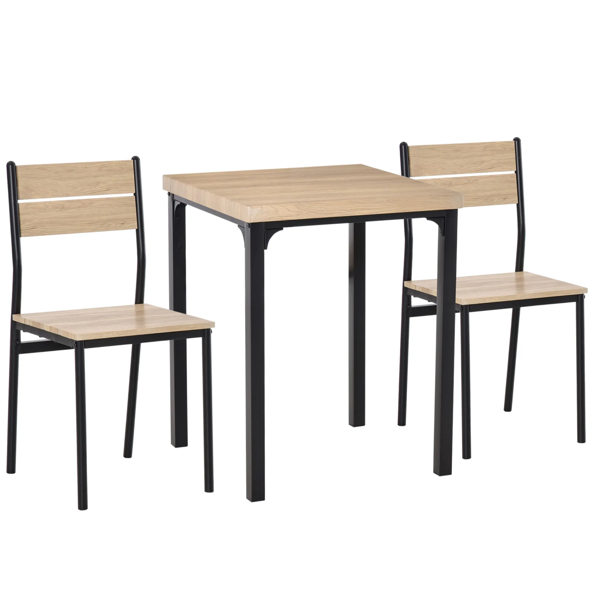 HOMCOM 3-Piece Compact Dining Table Set with Wooden Metal Legs - Perfect for Bistro, Cafe, Kitchen, and Breakfast Bar