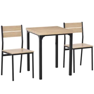HOMCOM 3-Piece Compact Dining Table Set with Wooden Metal Legs - Perfect for Bistro, Cafe, Kitchen, and Breakfast Bar