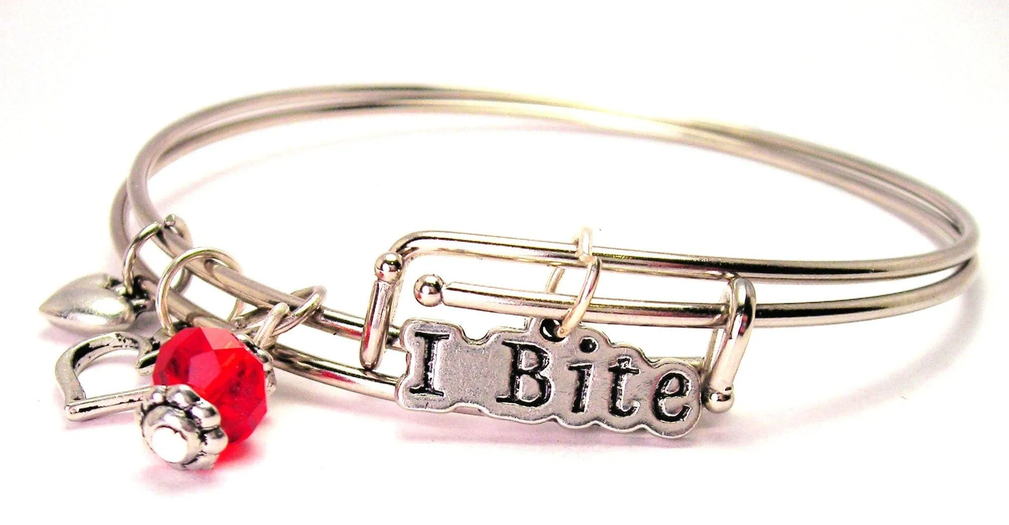 I Bite Stylized Expandable Bangle Bracelet Set