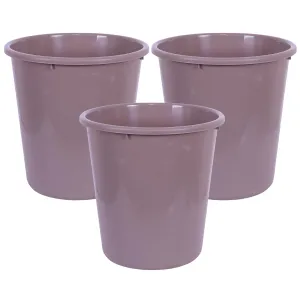Kuber Industries Dustbin | Open Dustbin | Plastic Garbage Dustbin | Dustbin For Kitchen | Dustbin For Bathroom | Office Dustbin | Plain Sada Dustbin | 7 LTR | 066 | Pack of 3 | Brown