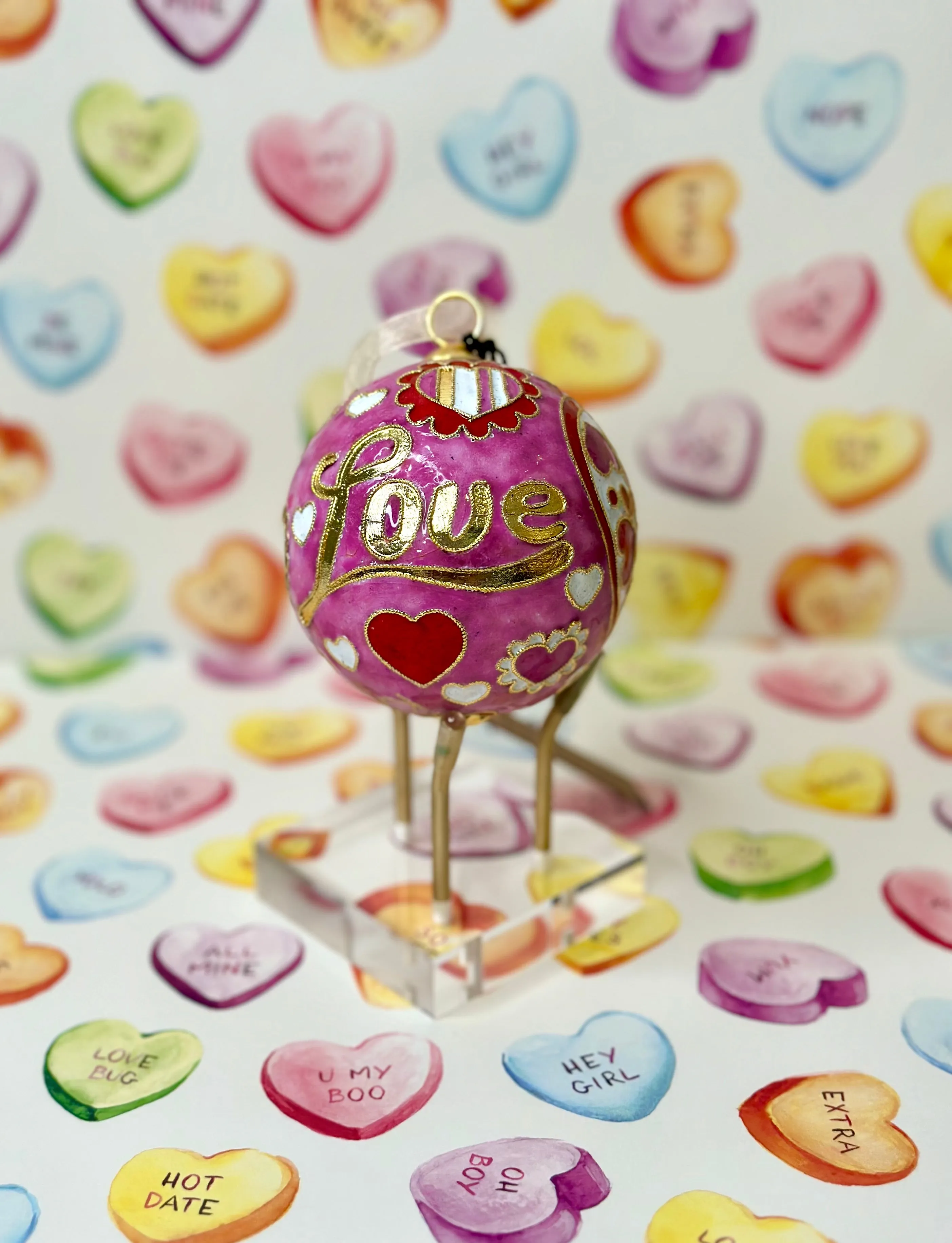 Love Round Cloisonné Christmas Ornament